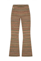 Striped knit flare sweatpants by Bassigue showing a relaxed fit with ribbed cuffs and a stylish striped pattern.