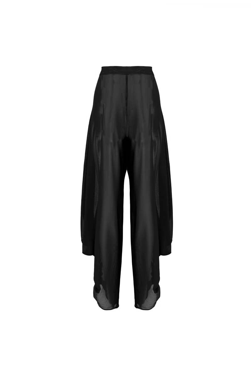 Black YASSMIN SALEH Knot Pants with a stylish knot detail at the back, made from comfortable, high-quality fabric.