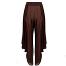 Brown YASSMIN SALEH knot pants with front knot detail, showcasing a stylish and comfortable design.