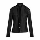 Black knot top by YASSMIN SALEH featuring a stylish front knot design, perfect for casual or chic outfits.