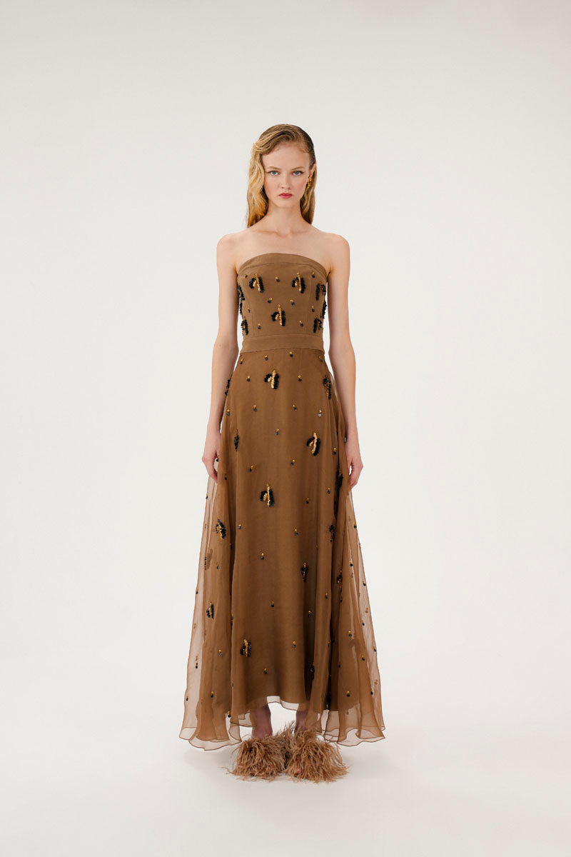 KOSALA EMBELLISHED STRAPLESS DRESS