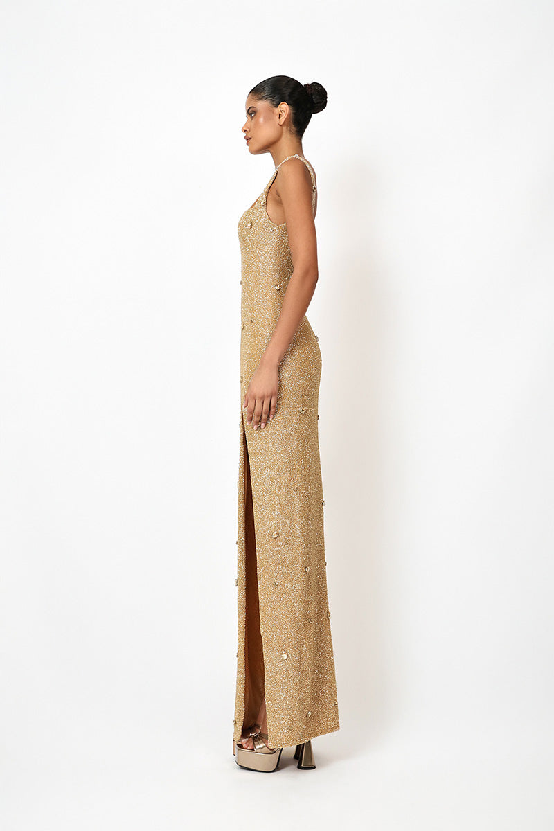 KROON MAXI DRESS IN GOLD - CULT MIA