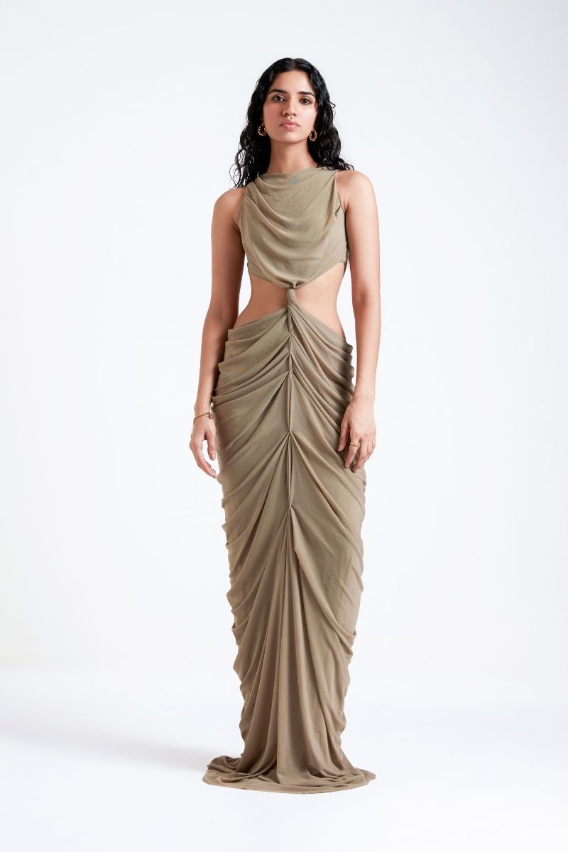 KRYSTA FRENCH GRAY MAXI DRESS