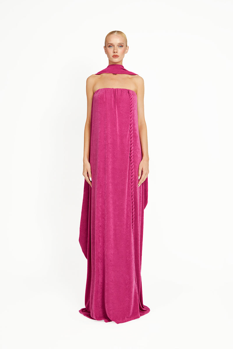 Pink Kushmita maxi dress by Khanum's with flowing fabric and elegant design, suitable for casual or special occasions.