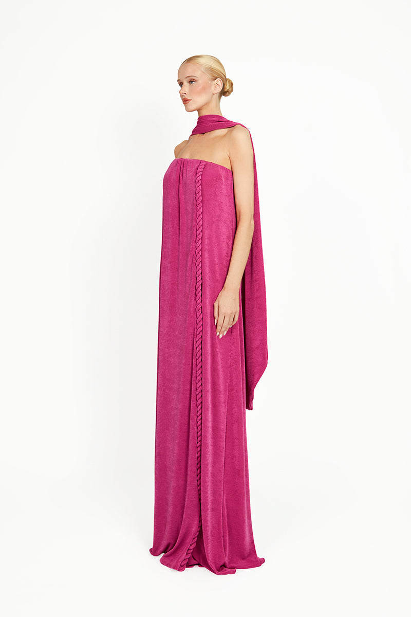 Kushmita pink maxi dress by Khanum's featuring flowing fabric and elegant design, perfect for casual or semi-formal occasions.