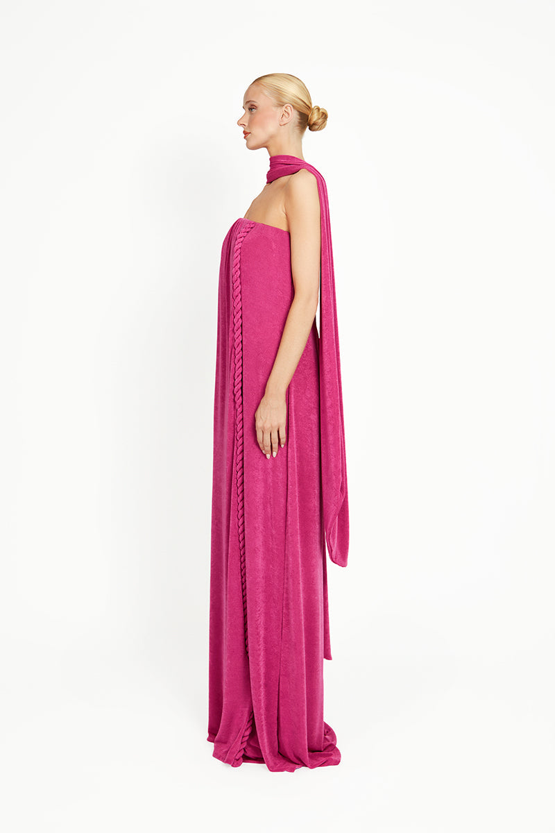 Pink Kushmita maxi dress by Khanum's featuring flowing fabric and elegant design, perfect for casual or semi-formal occasions.