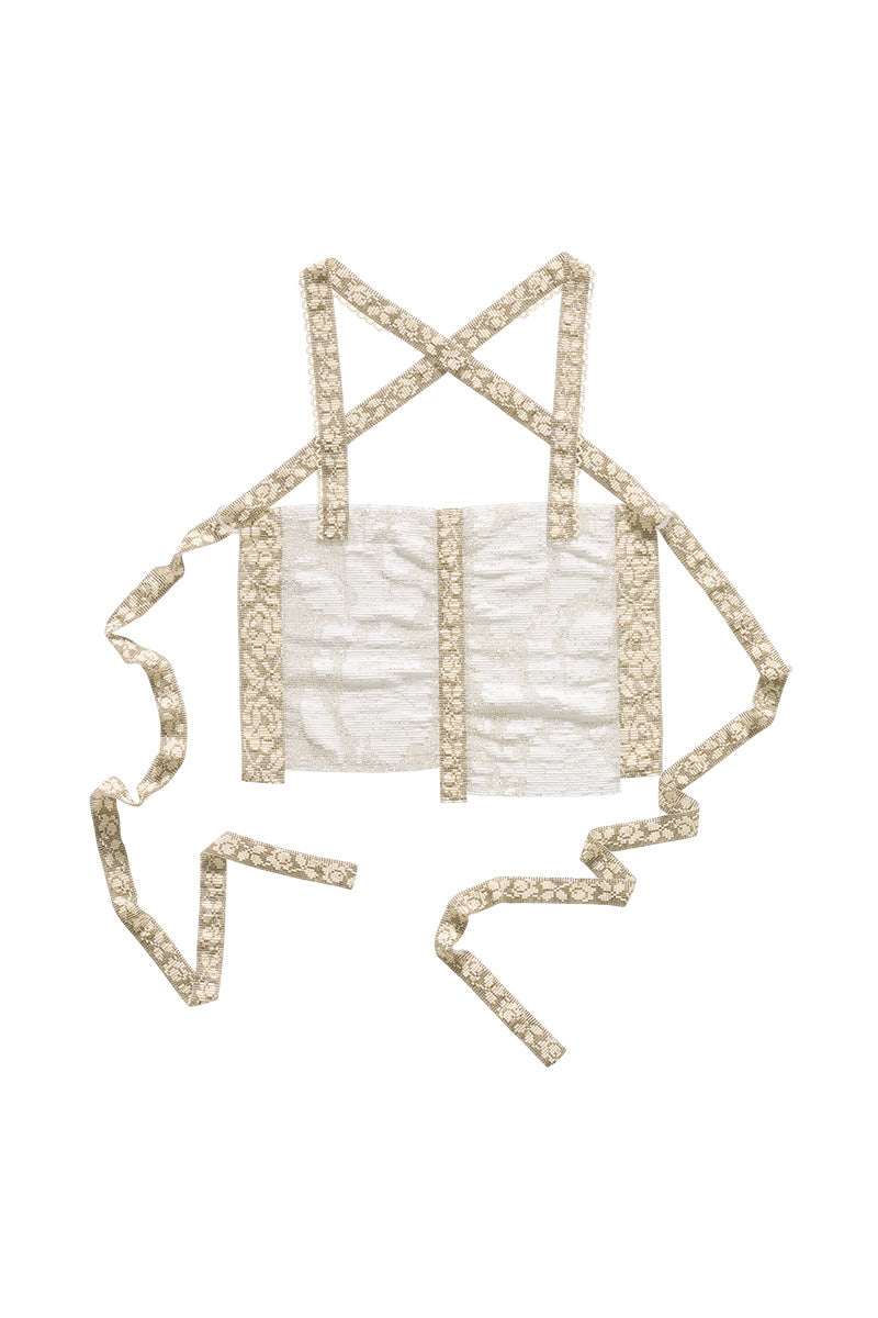 Silver lace top by Pura Utz, featuring intricate lace details and a stylish fit, perfect for elegant casual wear.