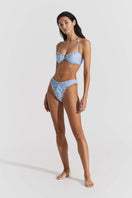 Seaquelle Lake bikini top and sea bottom in light blue print, matching swimwear set with stylish design and comfortable fit.