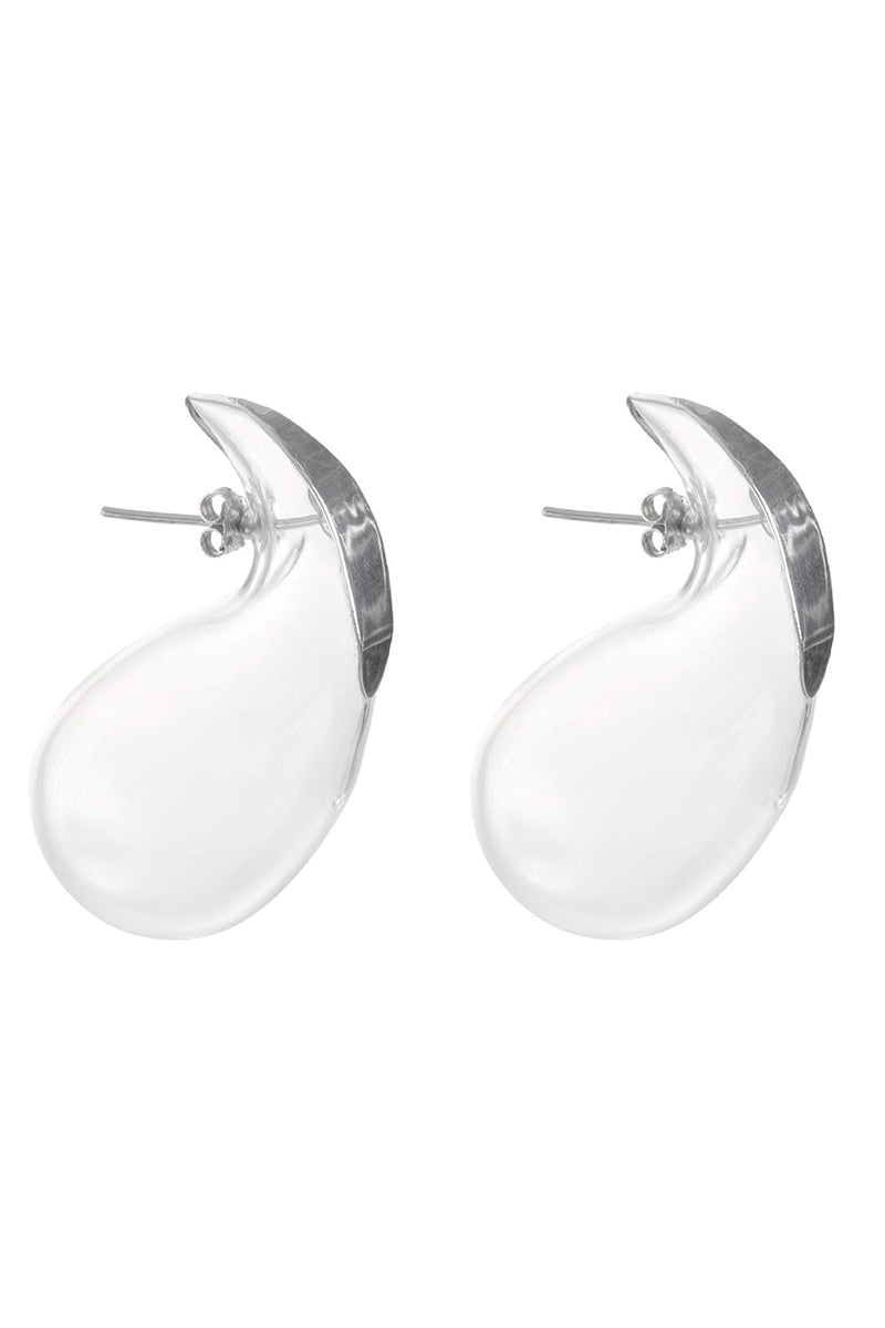 Large drop glass earrings by MAZ Manuela Álvarez featuring clear glass teardrop shapes and elegant dangle design.