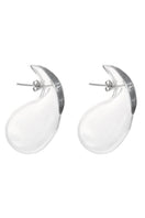 Large drop glass earrings by MAZ Manuela Álvarez featuring translucent, elegant glass teardrops with metallic accents.