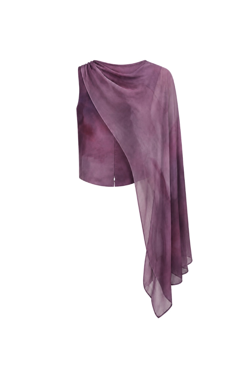 Purple print Lary blouse by Tinta Latina, stylish women's top with vibrant pattern and elegant design.