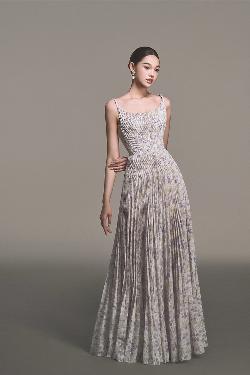 LAVENDER PLEATED MAXI DRESS - CULT MIA