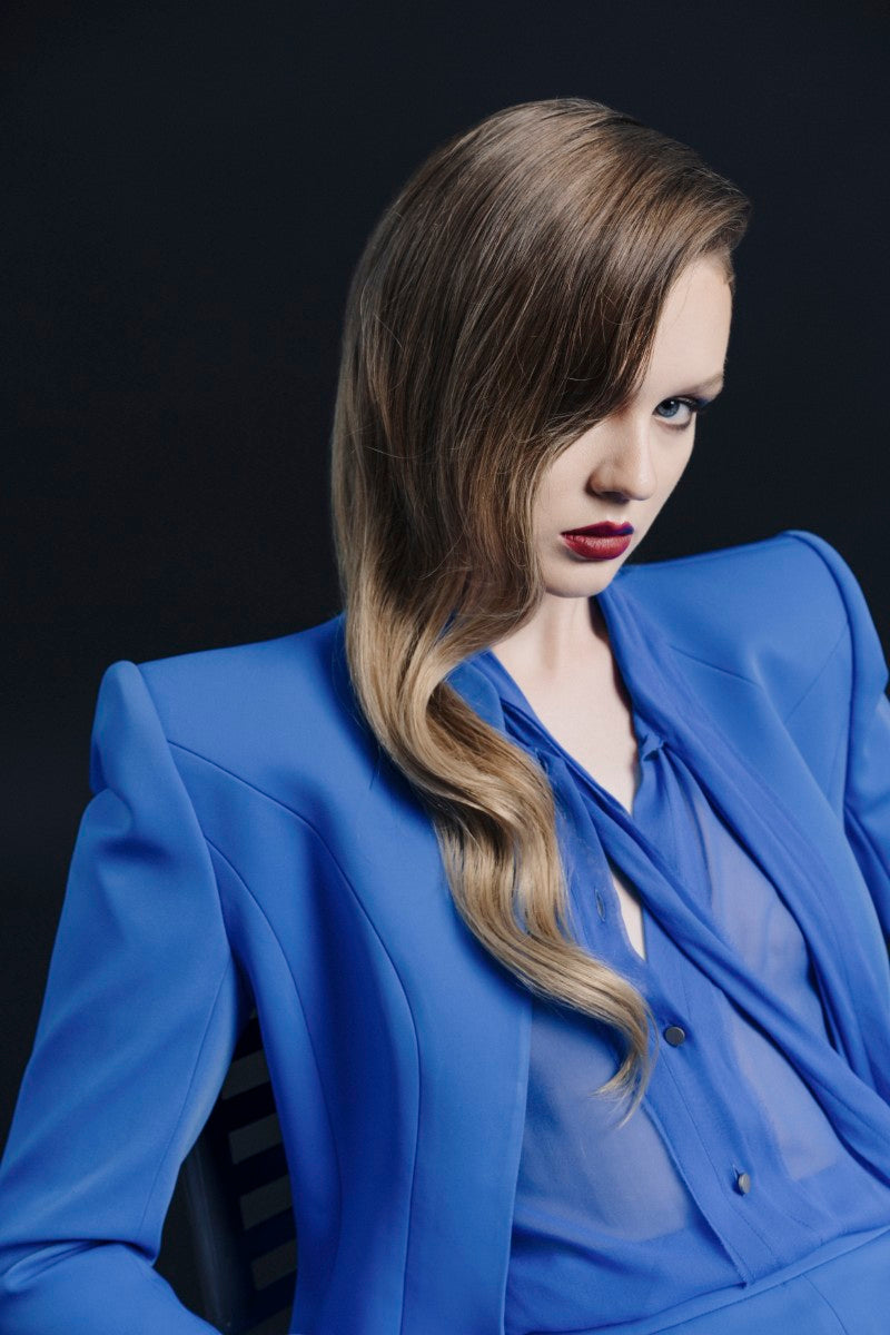 Blue Marseille jacket by Lekieu, stylish casual jacket with a fitted design and button details.