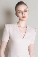 LEKIEU Rennes cream midi dress featuring a stylish, flowy silhouette and elegant design perfect for casual or formal occasions.