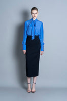 Blue Toulouse shirt by LEKIEU, featuring a classic fit and stylish collar, displayed on a hanger.