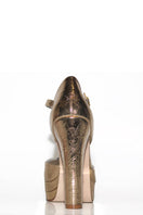 Gold Terry de Havilland Lena heels featuring stylish strappy design and high stiletto heel on a neutral background.