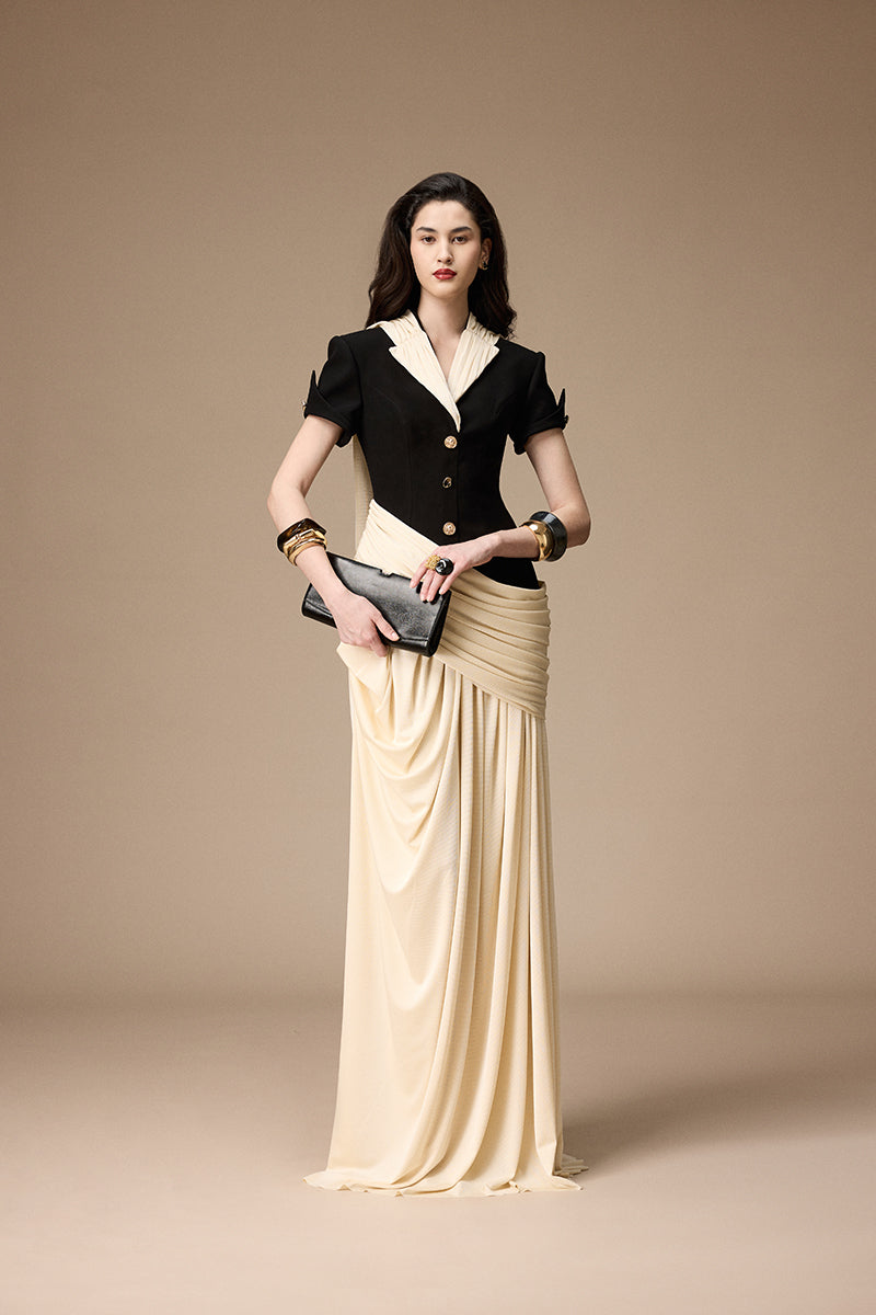 LEPIC DRESS IN BLACK AND IVORY