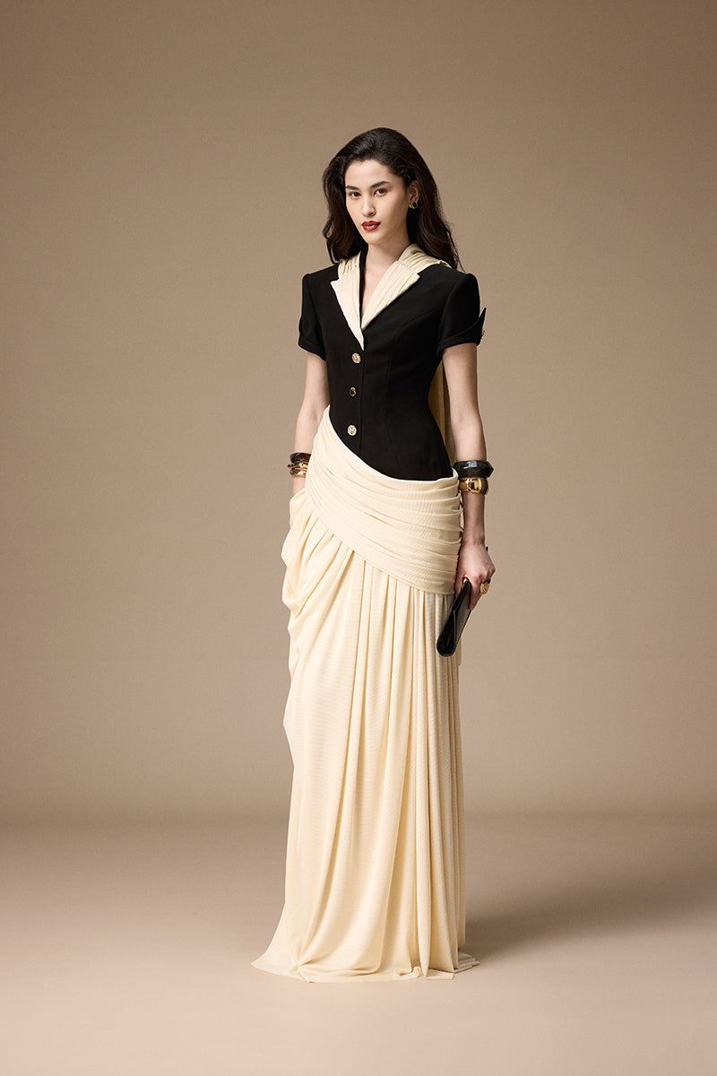 LEPIC DRESS IN BLACK AND IVORY