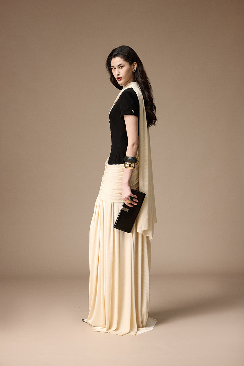LEPIC DRESS IN BLACK AND IVORY