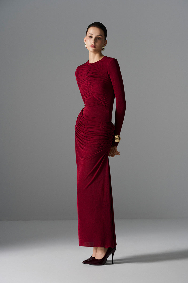 crimson casual dress Crimson Red Midi Print Casual Dress with Short Sleeves Crimson Bloom / Large