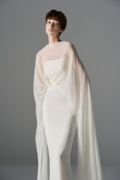 Le Thanh Hoa Cloud Whisper Gown, elegant midi dress with flowing fabric and delicate design, perfect for sophisticated occasions.