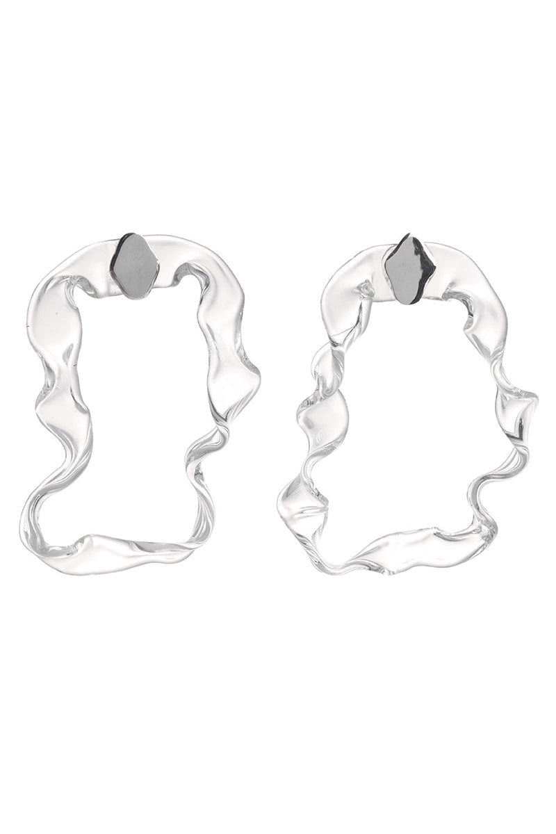 Silver glass hoop earrings from MAZ Manuela Álvarez featuring lichen-inspired design and polished finish.