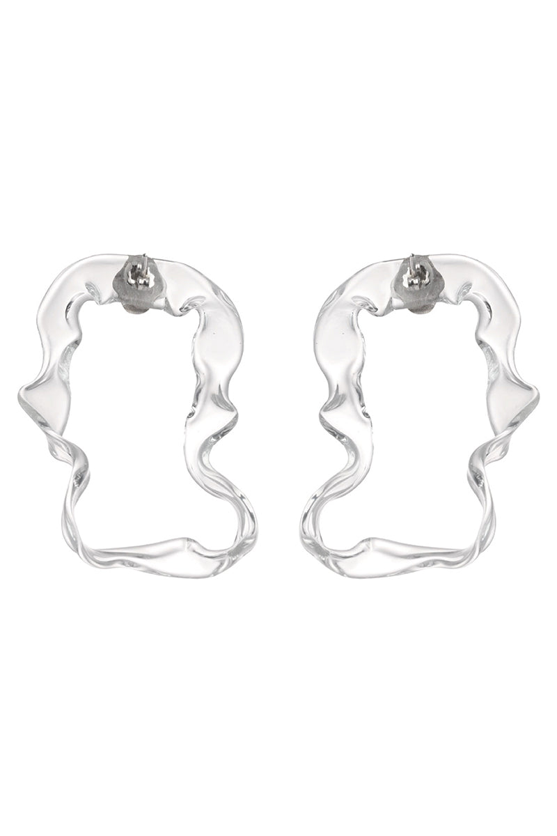 Silver glass hoop earrings by MAZ Manuela Álvarez featuring lichen-inspired design, elegant and lightweight jewelry accessory.