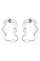 Silver glass hoop earrings by MAZ Manuela Álvarez featuring a lichen-inspired design, elegant and lightweight jewelry accessory.