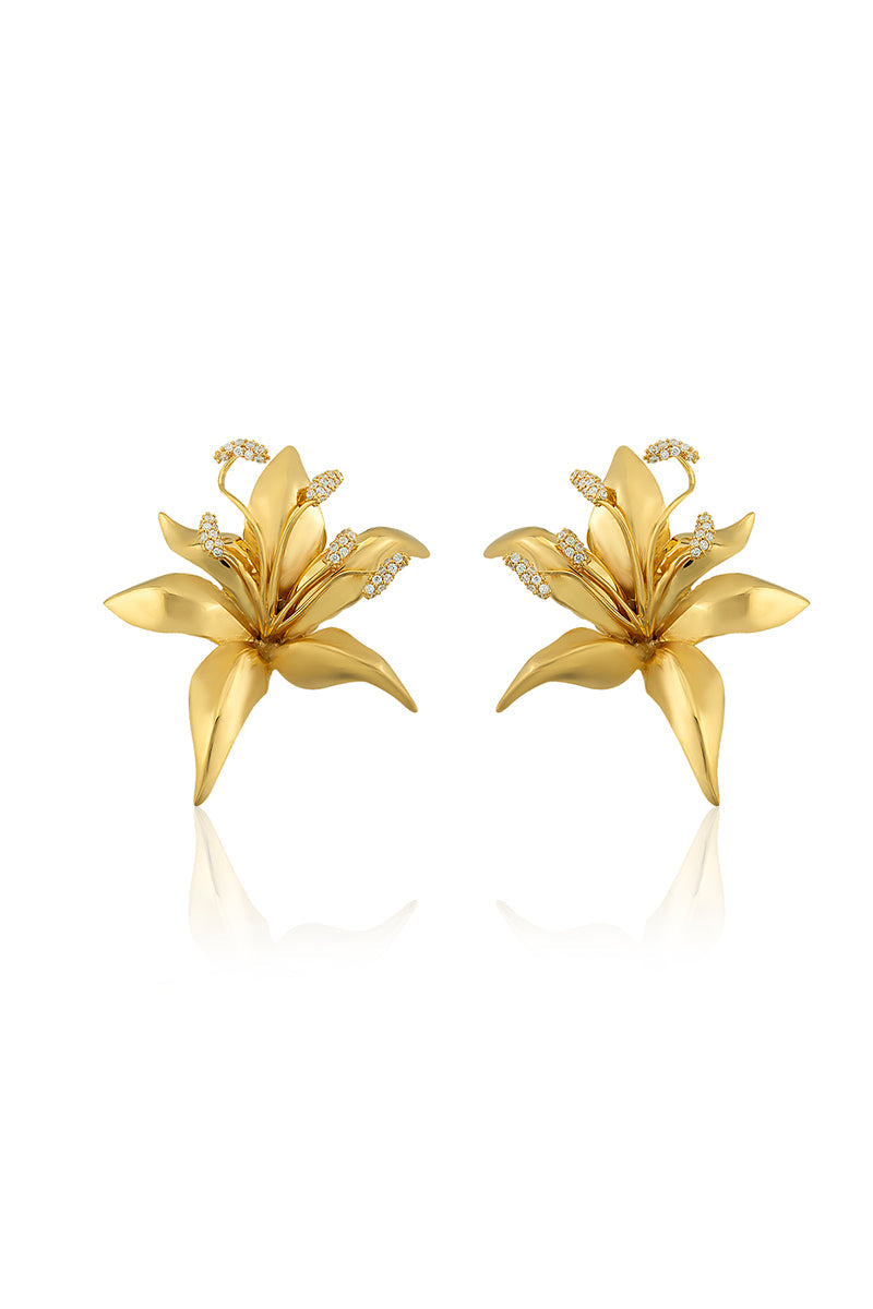 Peracas Lily Crystal Earrings in white featuring sparkling Swarovski crystals on elegant silver hooks
