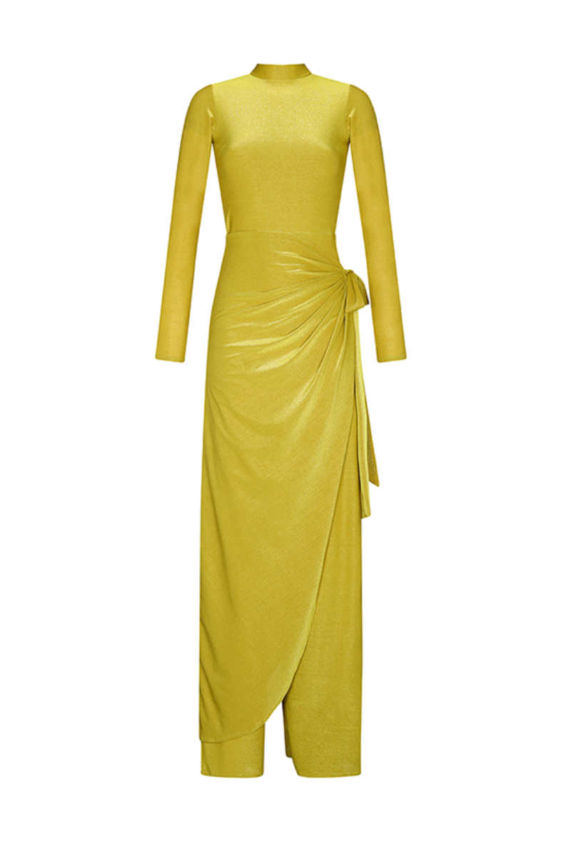 LIME DRAPED SKIRT PANTS