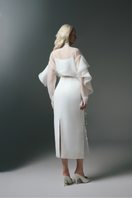 White Plan Lindsay shirt and bone skirt co-ords set, featuring a stylish white top and neutral-tone skirt on a model.