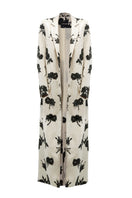 JC Pajares linen long coat with sequins, featuring a stylish design and elegant detailing.