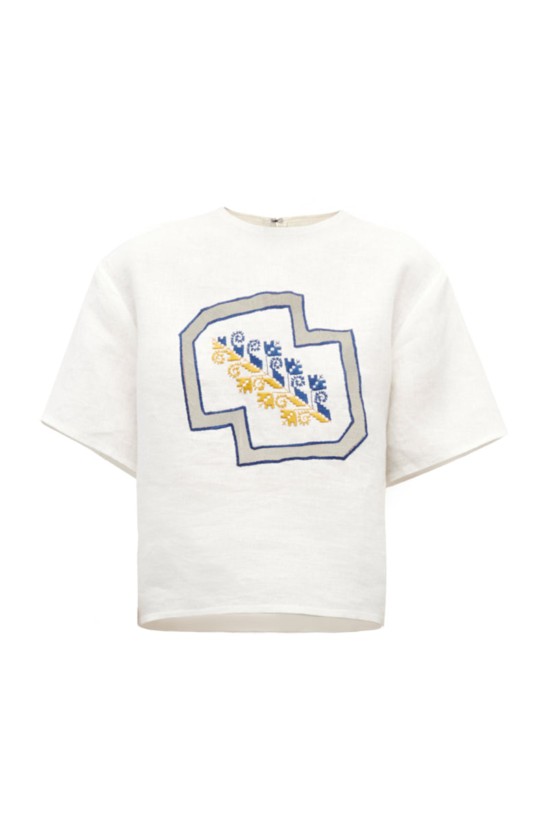 LINEN HAND EMBROIDERY TOP