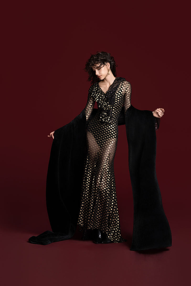 black mesh dresses ARRANGE - Maxi Dress - Women - Polyester/Cotton - 2 US Mesh well.KATE is a long MERMAID MESH DRESS IN BLACK