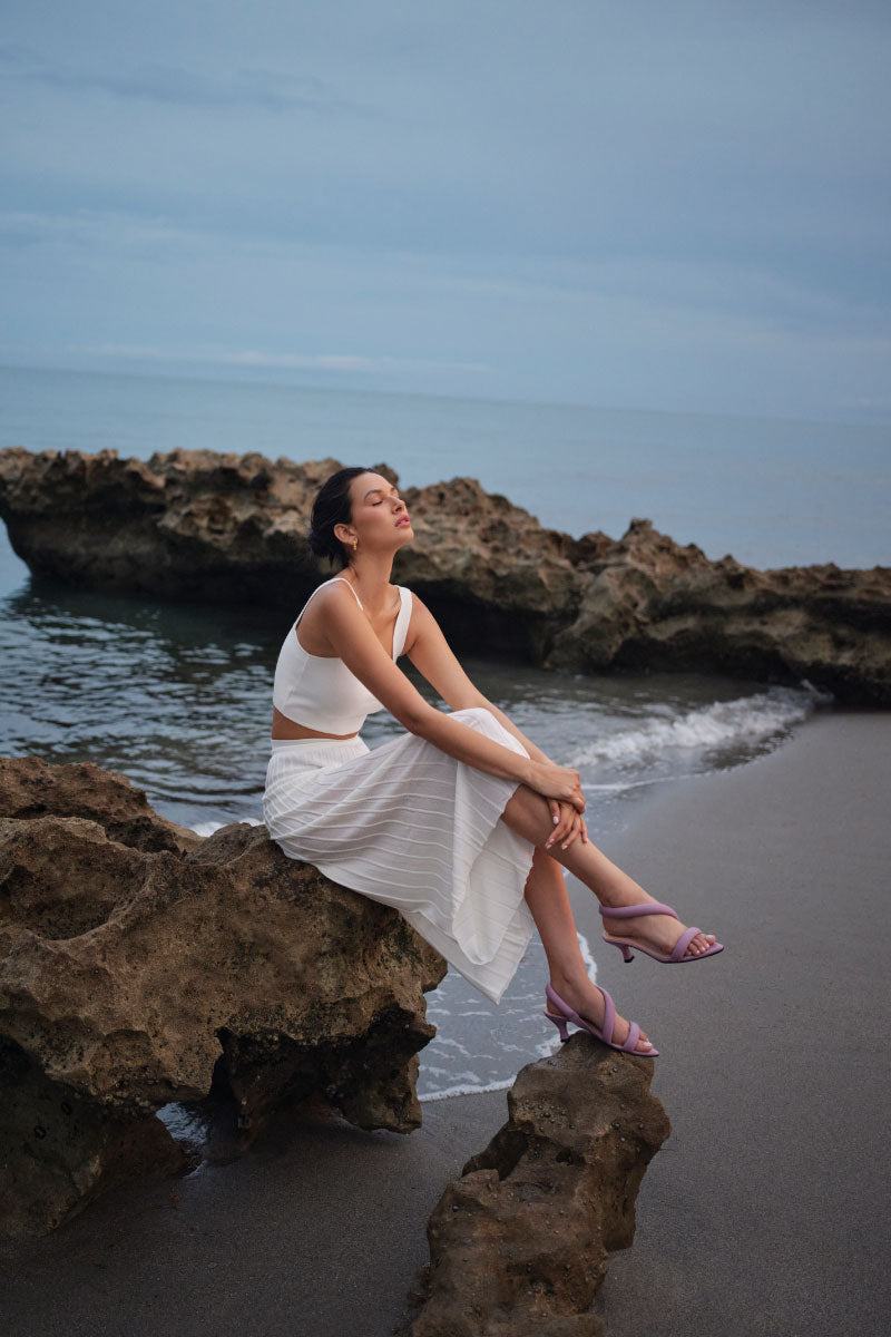 Alta Ophelia Lilac Sandals featuring open-toe design and ankle straps, perfect for spring and summer wear.