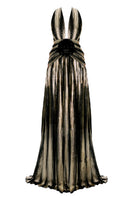 Elegant Nur Karaata Louvre Palace gown with intricate embroidery and flowing fabric, showcased in a stylish design.