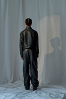 Lorena Saravia Julia jacket in stylish fabric, featuring a sleek design with a front zipper and tailored fit.