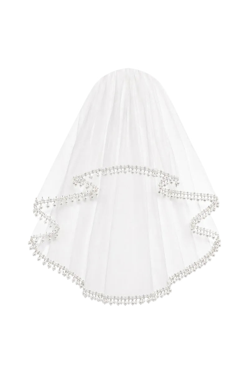 White Lotte veil hair accessory by Gigii's, featuring delicate lace and fine netting for elegant styling.