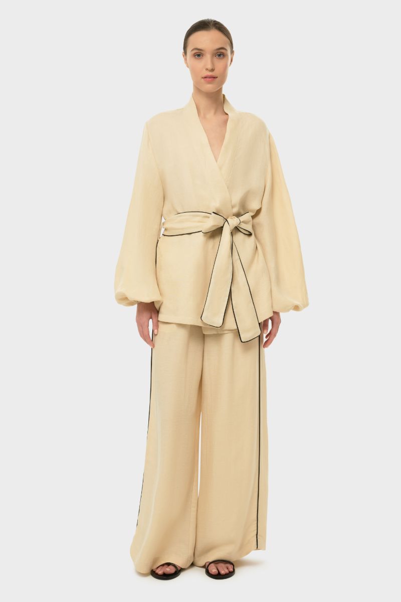 AQUAFLORA LOUNGE PANTS IN CREME - CULT MIA