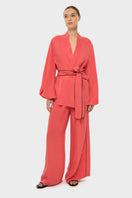 NiLuu AquaFlora lounge pants in coral, soft and comfortable casual pants with a relaxed fit and elastic waistband.