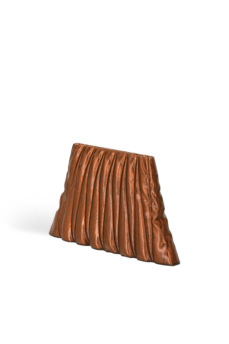 Touchless Liquid Treasures in Copper clutch bag with sleek design, featuring a metallic finish and compact size for elegant carry.