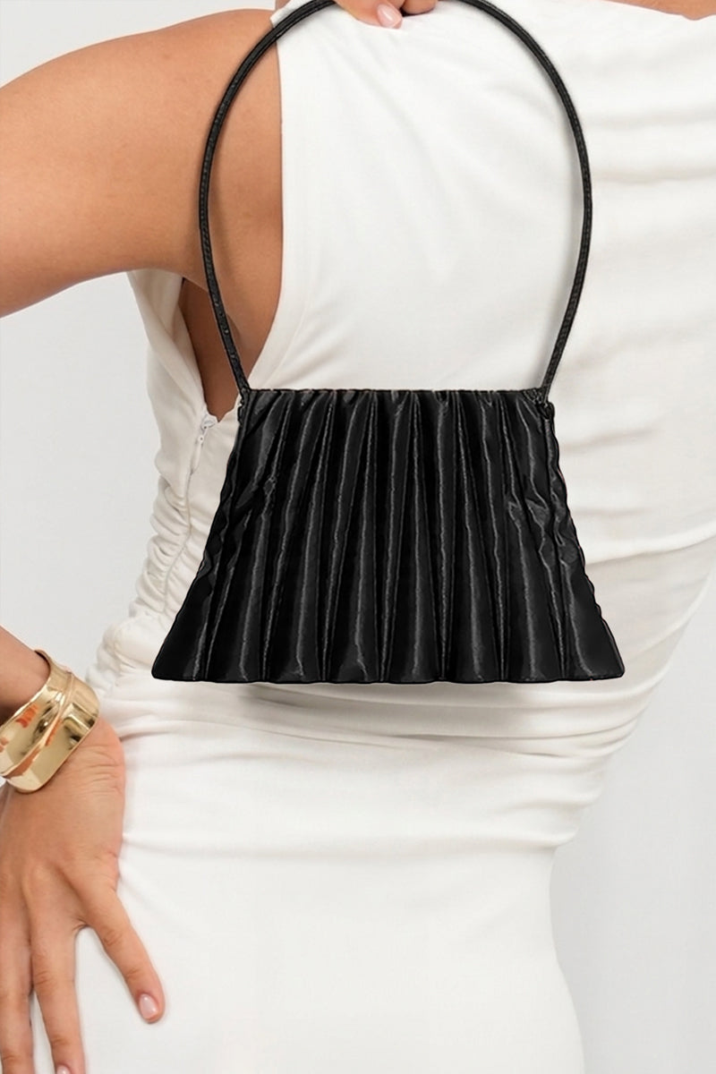 Black Liquid Treasure shoulder bag by TOUCHLESS, featuring a sleek design and adjustable strap, ideal for stylish everyday use.
