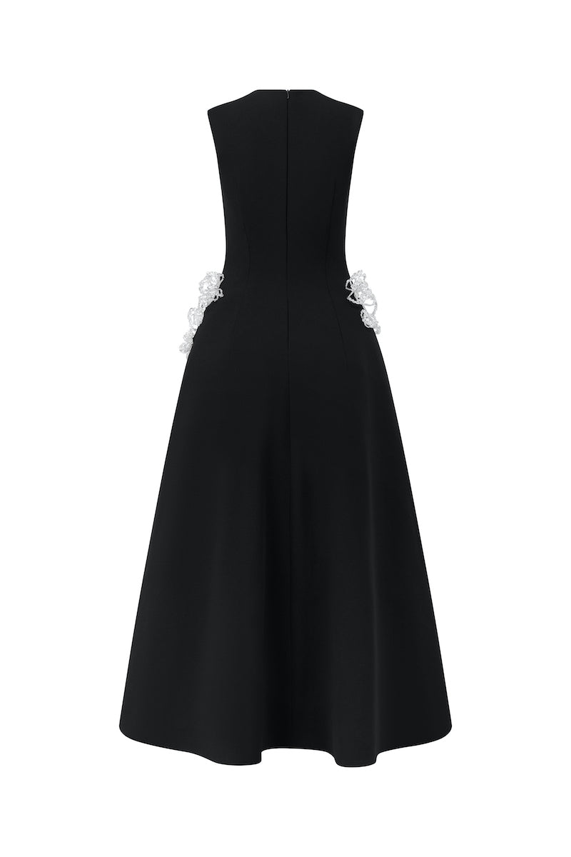 SLEEVELESS POLY CREPE MIDI FLARED DRESS | CULT MIA SLEEVELESS POLY CREPE MIDI FLARED DRESS | CULT MIA