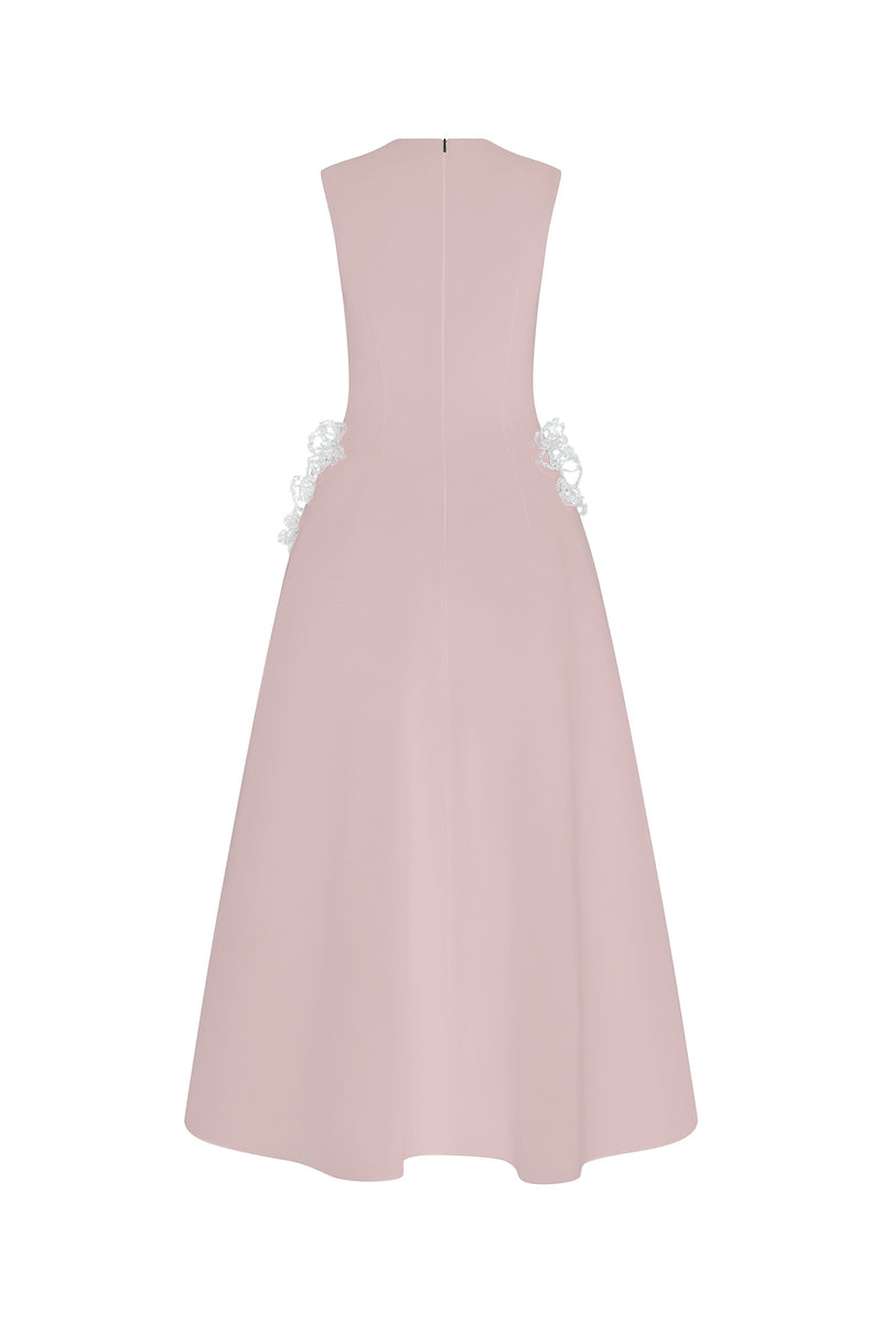 SLEEVELESS POLY CREPE MIDI FLARED DRESS | CULT MIA | L'SCARLETT SLEEVELESS POLY CREPE MIDI FLARED DRESS | CULT MIA | L'SCARLETT
