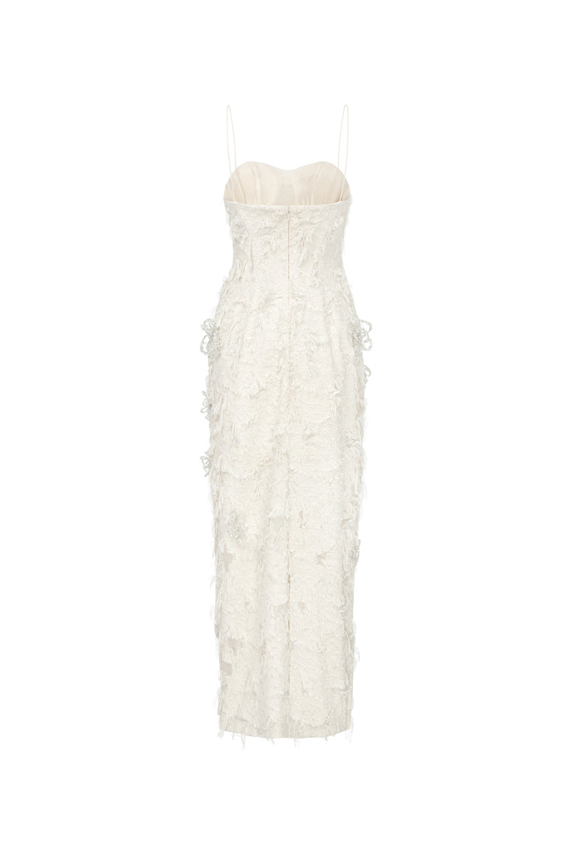SPAGHETTI STRAP FRINGE JACQUARD MIDI DRESS | CULT MIA | L'SCARLETT SPAGHETTI STRAP FRINGE JACQUARD MIDI DRESS | CULT MIA | L'SCARLETT