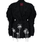 Black long-sleeve mini blazer dress by L'SCARLETT, featuring a tailored fit and sleek design, perfect for stylish occasions.