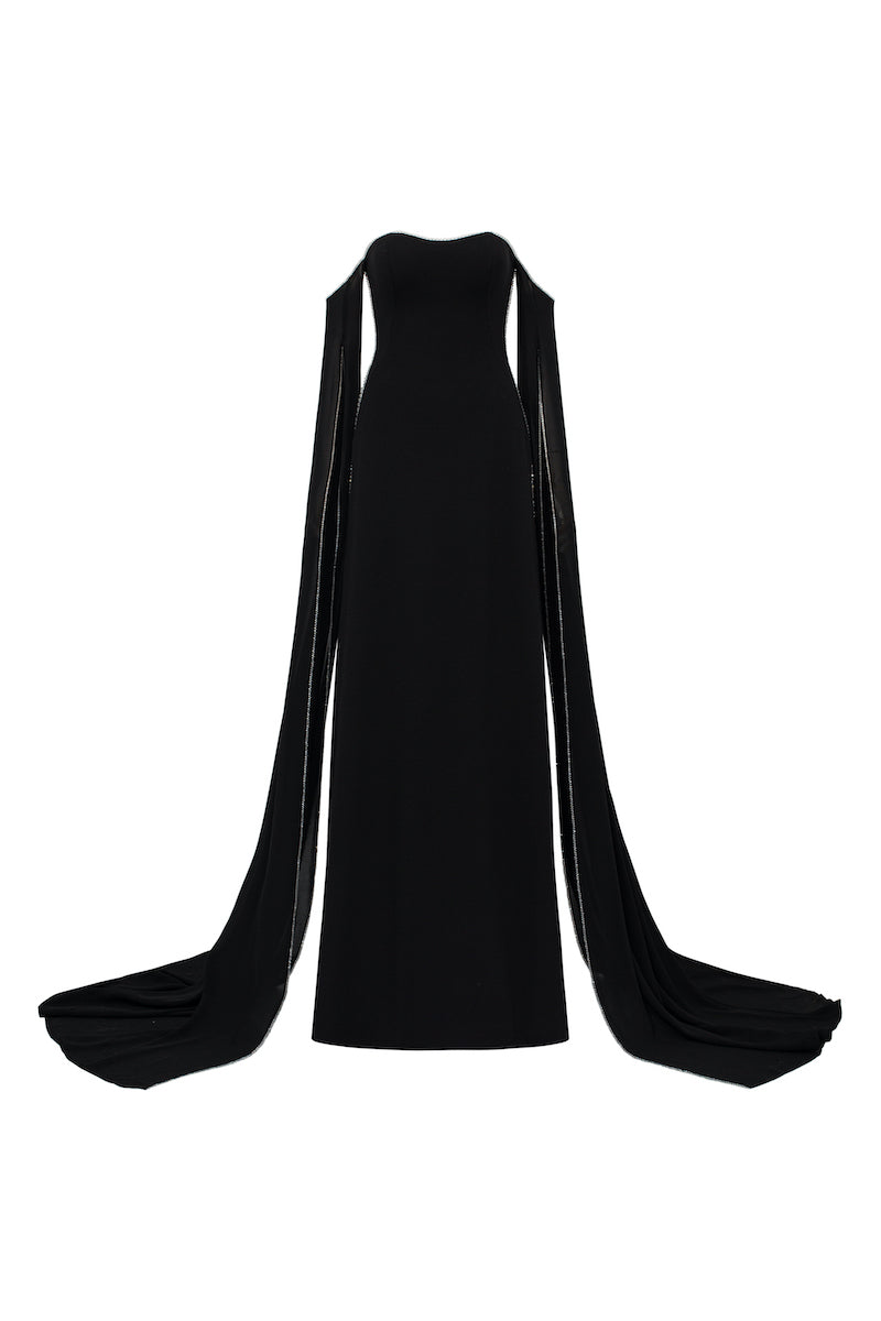 OFF-SHOULDER MAXI DRESS WITH SHEER SLEEVES - CULT MIA