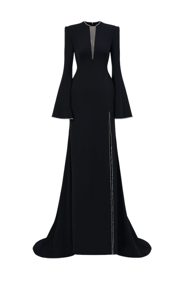 LONG-SLEEVE POLY CREPE OFF-SHOULDER MERMAID GOWN | CULT MIA | L'SCARLETT LONG-SLEEVE POLY CREPE OFF-SHOULDER MERMAID GOWN | CULT MIA | L'SCARLETT