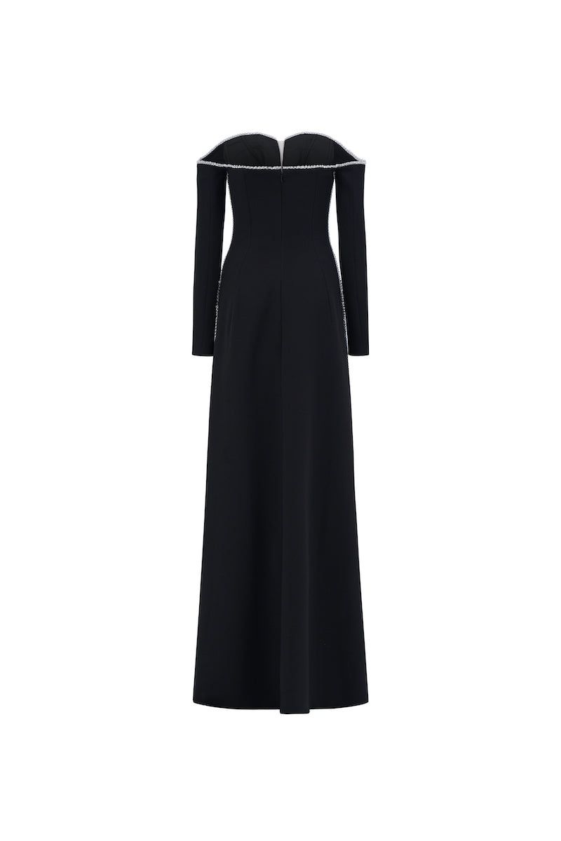 OFF-SHOULDER LONG-SLEEVE MAXI DRESS - CULT MIA