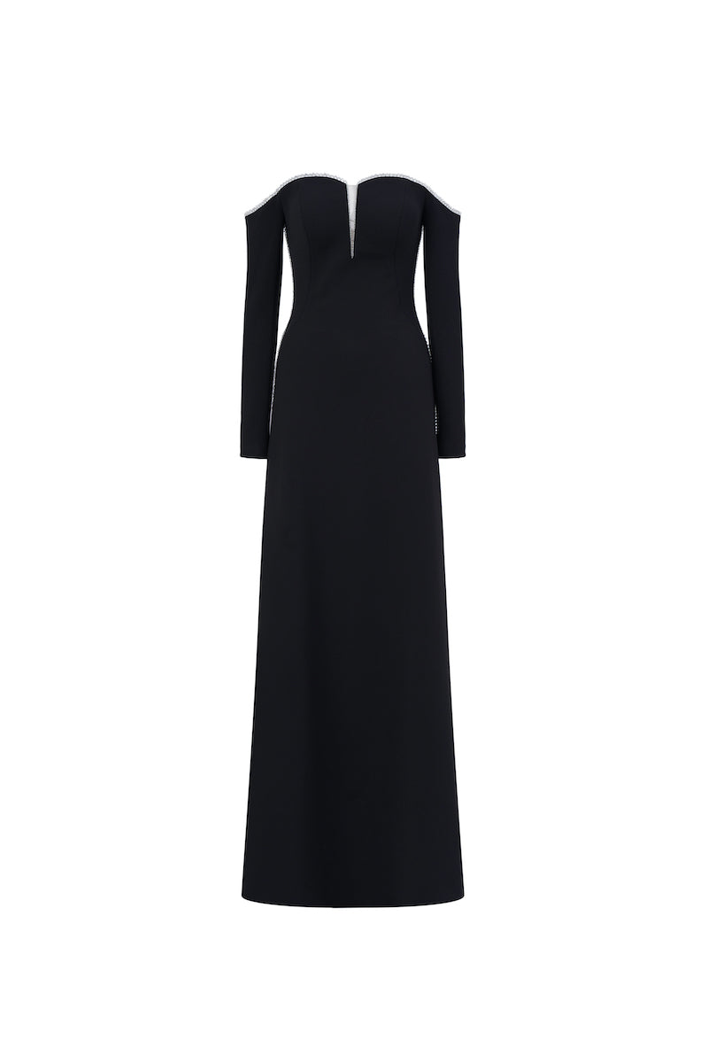 OFF-SHOULDER LONG-SLEEVE MAXI DRESS - CULT MIA
